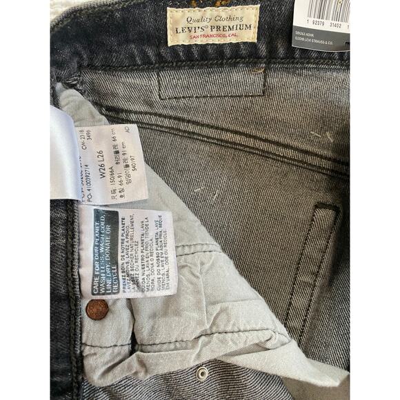 NWT LEVI'S JEANS PREMIUM CRYSTAL STUDDED EMBELLISHED BLACK CROPPED ANKLE FRAYED - Picture 7 of 16